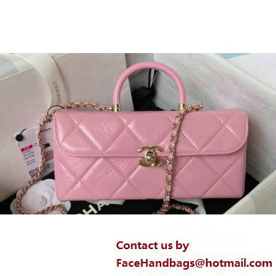 Chanel Quilted Shiny Calfskin & Gold-Tone Metal box Bag AS4471 Pink 2023 - Click Image to Close